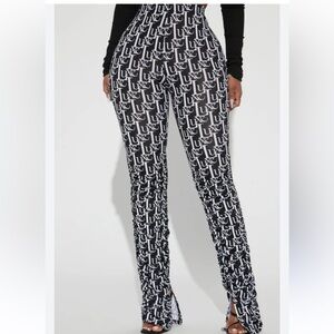 Fashion Nova Black and White Logo Skinny Pants